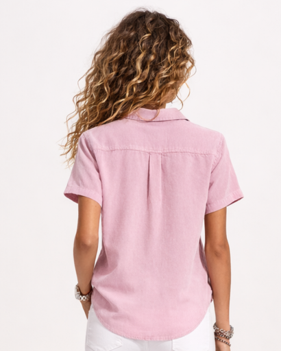 Chemisier Femme Manches Courtes Poches Poitrine