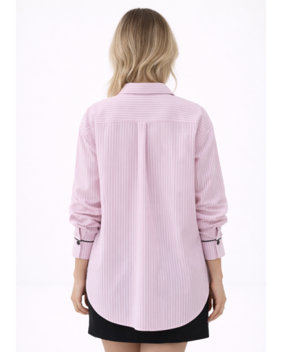 Chemise oversize à rayures femme – Boutons contrastés