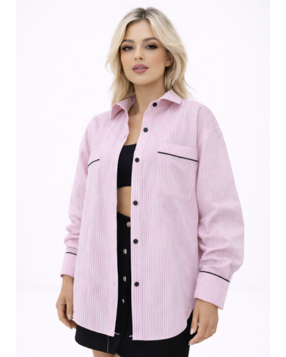 Chemise oversize à rayures femme – Boutons contrastés
