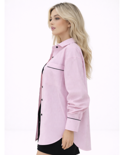Chemise oversize à rayures femme – Boutons contrastés