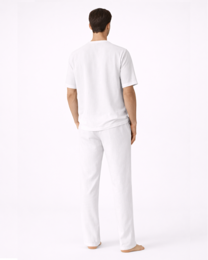 Ensemble détente homme 2 pièces – T-shirt Henley et pantalon droit à cordon