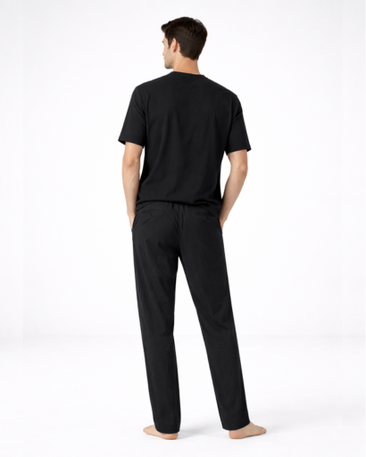 Ensemble détente homme 2 pièces – T-shirt Henley et pantalon droit à cordon