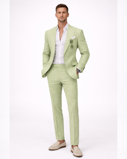 Costume homme 2 pièces – veste blazer à revers et pantalon coupe droite
