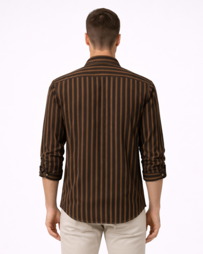 Chemise homme à rayures – manches longues et poches poitrine