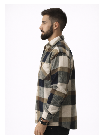 Chemise homme à carreaux coupe droite avec poche poitrine