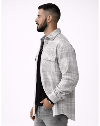 Chemise homme à carreaux coupe droite avec poche poitrine