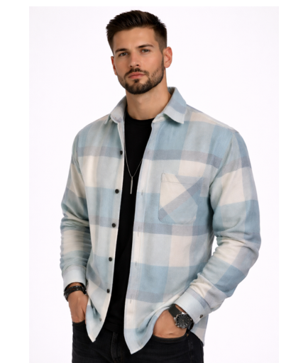 Chemise homme à carreaux coupe droite avec poche poitrine