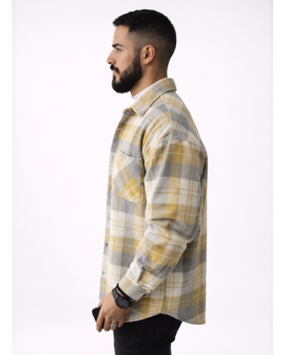 Chemise homme à carreaux coupe droite avec poche poitrine