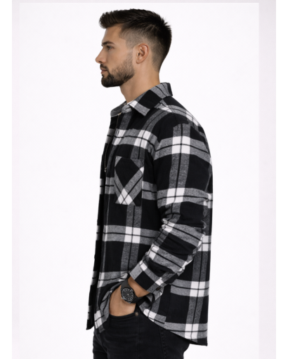 Chemise homme à carreaux coupe droite avec poche poitrine