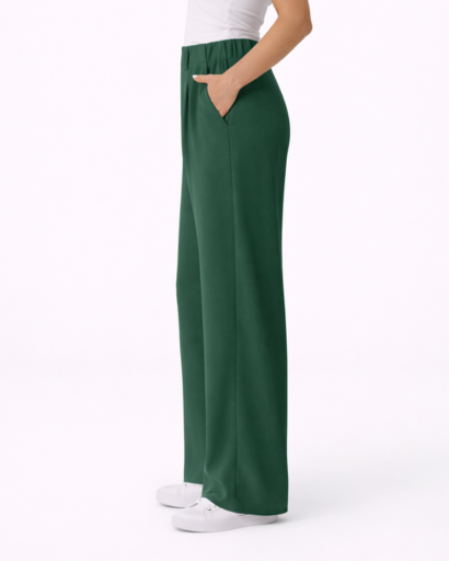 Pantalon femme taille haute à jambes larges avec plis