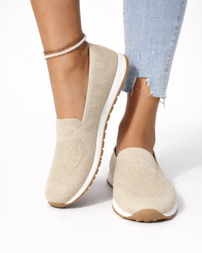 Chaussures slip-on femme en maille avec semelle contrastée