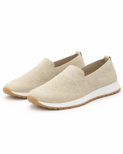 Chaussures slip-on femme en maille avec semelle contrastée