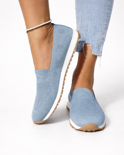 Chaussures slip-on femme en maille avec semelle contrastée