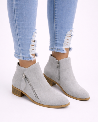 Bottines femme à talon bas avec zip latéral