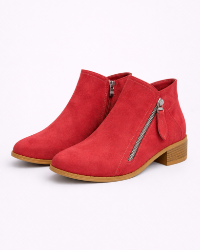 Bottines femme à talon bas avec zip latéral