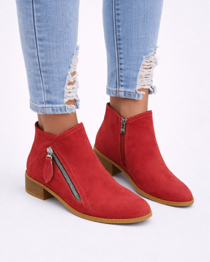 Bottines femme à talon bas avec zip latéral