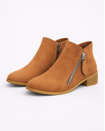 Bottines femme à talon bas avec zip latéral