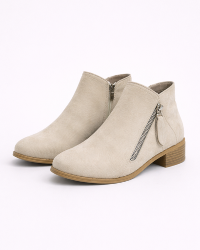Bottines femme à talon bas avec zip latéral