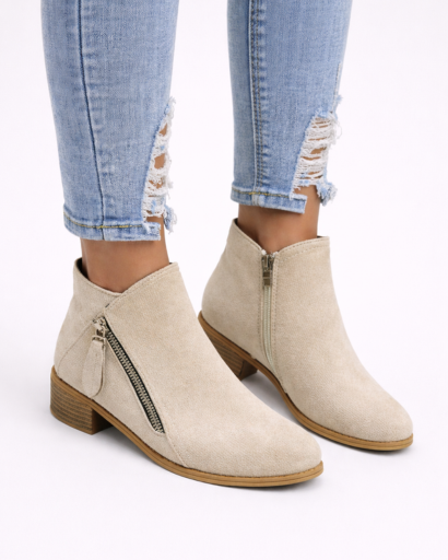 Bottines femme à talon bas avec zip latéral