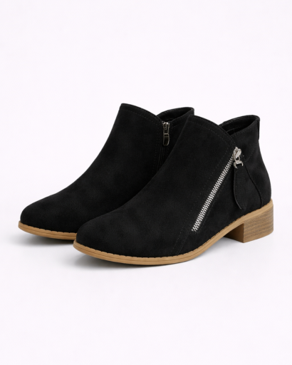 Bottines femme à talon bas avec zip latéral