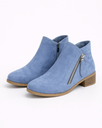 Bottines femme à talon bas avec zip latéral
