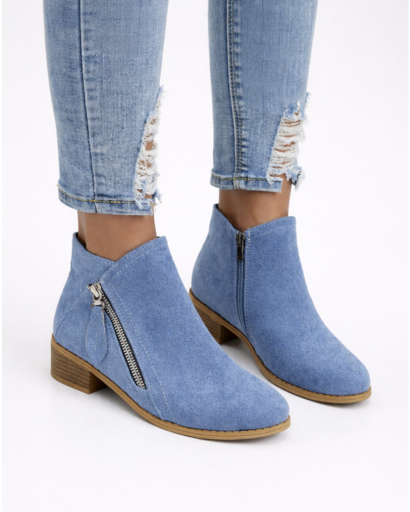 Bottines femme à talon bas avec zip latéral