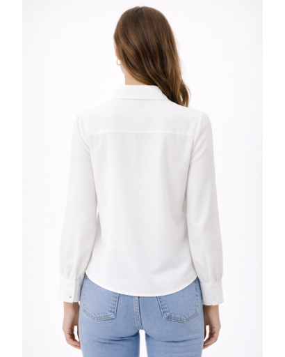 Blouse femme à nœuds décoratifs et col classique