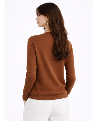 Cardigan femme cachemire col V, présentation à plat