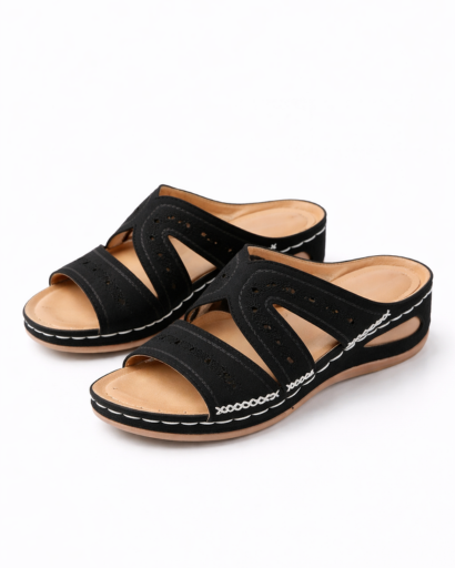 Mules femme ajourées à brides croisées