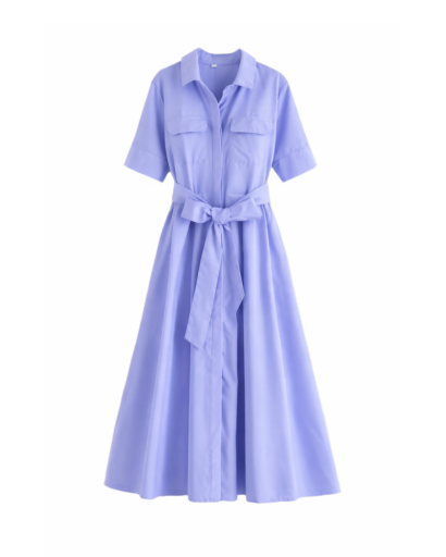 Robe chemise longue ceinturée – Fluide et élégante