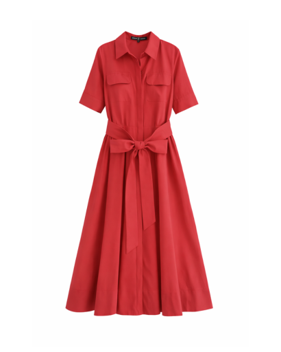 Robe chemise longue ceinturée – Fluide et élégante