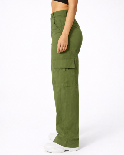 Pantalon Cargo Femme Taille Haute Jambes Larges avec Poches
