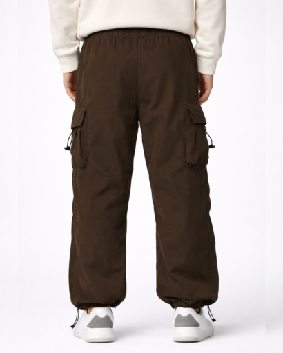 Pantalon cargo homme ample – taille élastique à cordon et poches à rabat