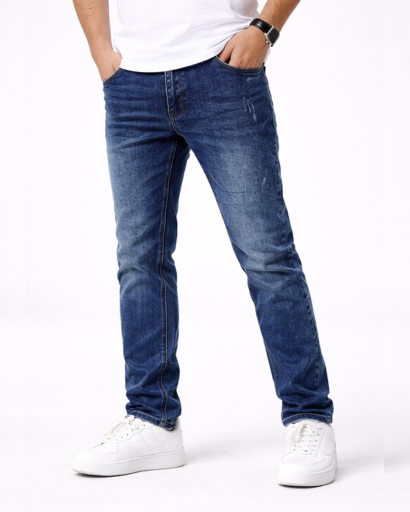 Jean homme coupe droite – 5 poches et délavage contrasté