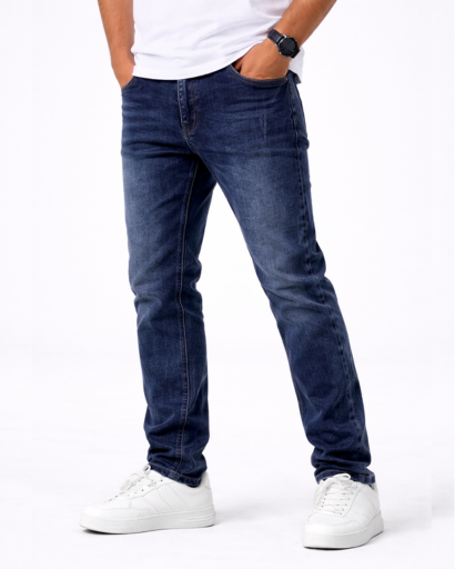 Jean homme coupe droite – 5 poches et délavage contrasté