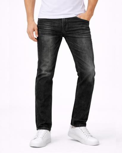 Jean homme coupe droite – 5 poches et délavage contrasté