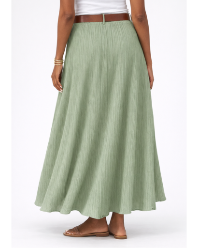 Jupe longue fluide boutonnée taille haute