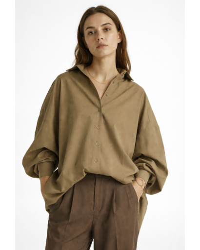 Chemise femme oversize boutonnée col classique