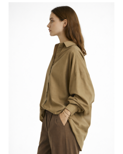 Chemise femme oversize boutonnée col classique