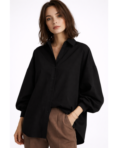 Chemise femme oversize boutonnée col classique