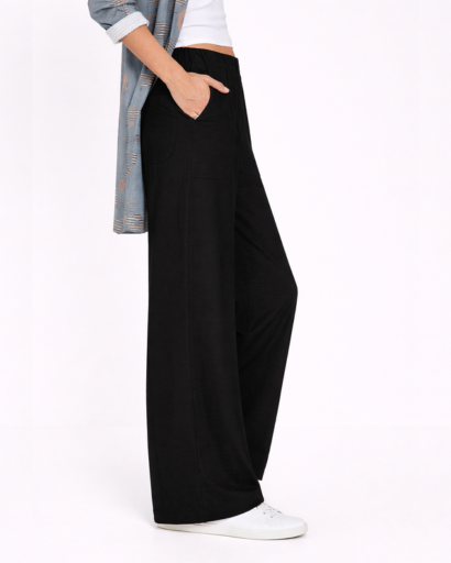 Pantalon Femme Large Taille Élastique avec Poches