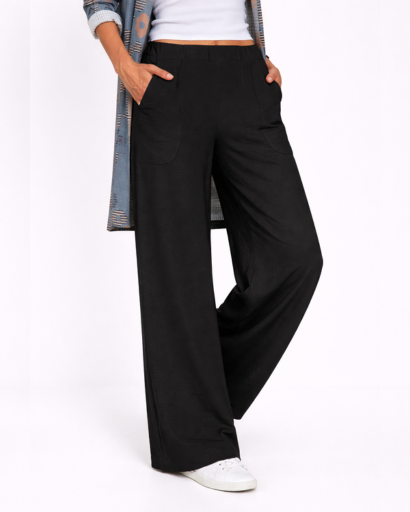 Pantalon Femme Large Taille Élastique avec Poches