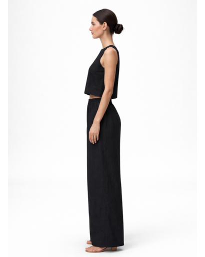 Ensemble Femme Deux Pièces Top Court Sans Manches et Pantalon Large