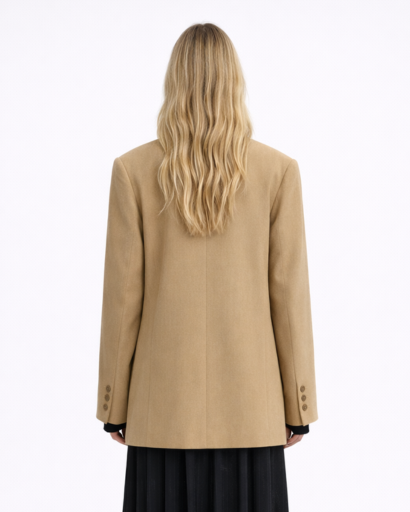 Blazer Femme Oversize à Col Tailleur avec Fermeture Boutonnée