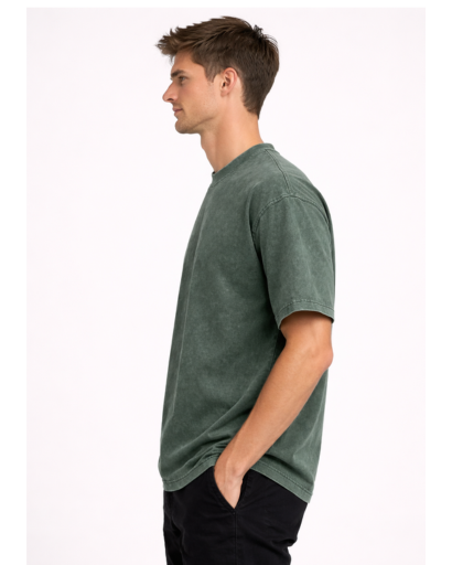 T-Shirt Homme Oversize Col Rond avec Effet Délavé