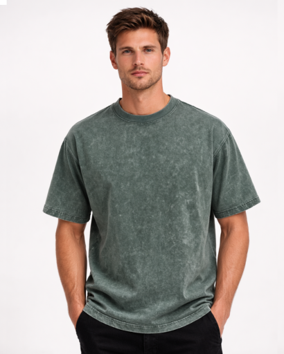 T-Shirt Homme Oversize Col Rond avec Effet Délavé