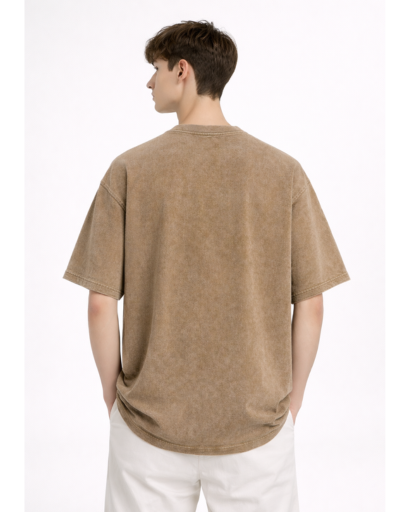 T-Shirt Homme Oversize Col Rond avec Effet Délavé
