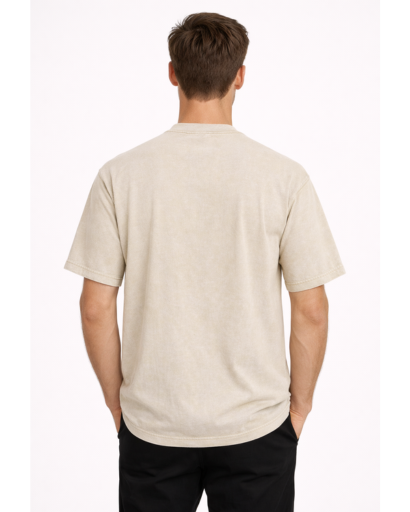 T-Shirt Homme Oversize Col Rond avec Effet Délavé