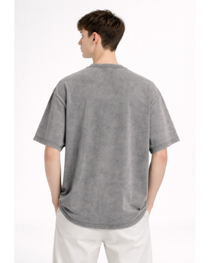 T-Shirt Homme Oversize Col Rond avec Effet Délavé