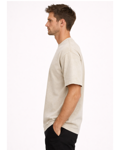 T-Shirt Homme Oversize Col Rond avec Effet Délavé